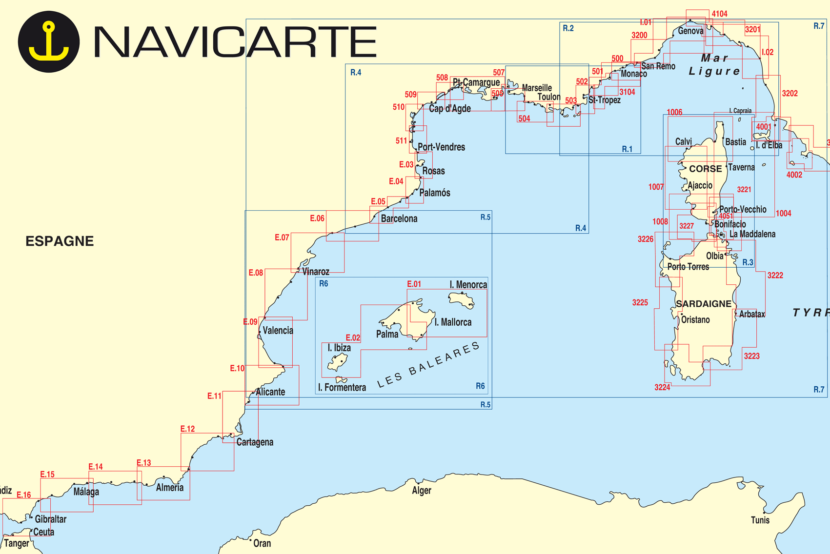 Carte marine navicarte méditerranée et Corse carte marine papier