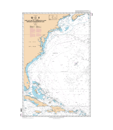 6619 - Côte Sud-Est de l'Amérique du Nord, Bahamas et Grandes Antilles - carte marine Shom classique