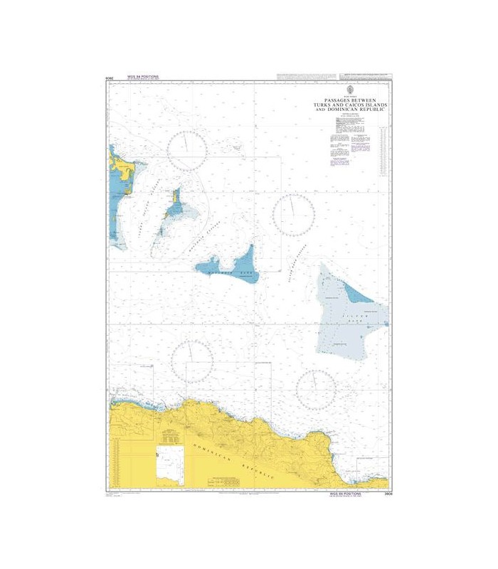 3908 West Indies, Passages Between Turks and Caicos Islands and Dominican Republic - Carte marine Admiralty 3908 West Indies, Passages Between Turks and Caicos Islands and Dominican Republic - Carte marine Admiralty